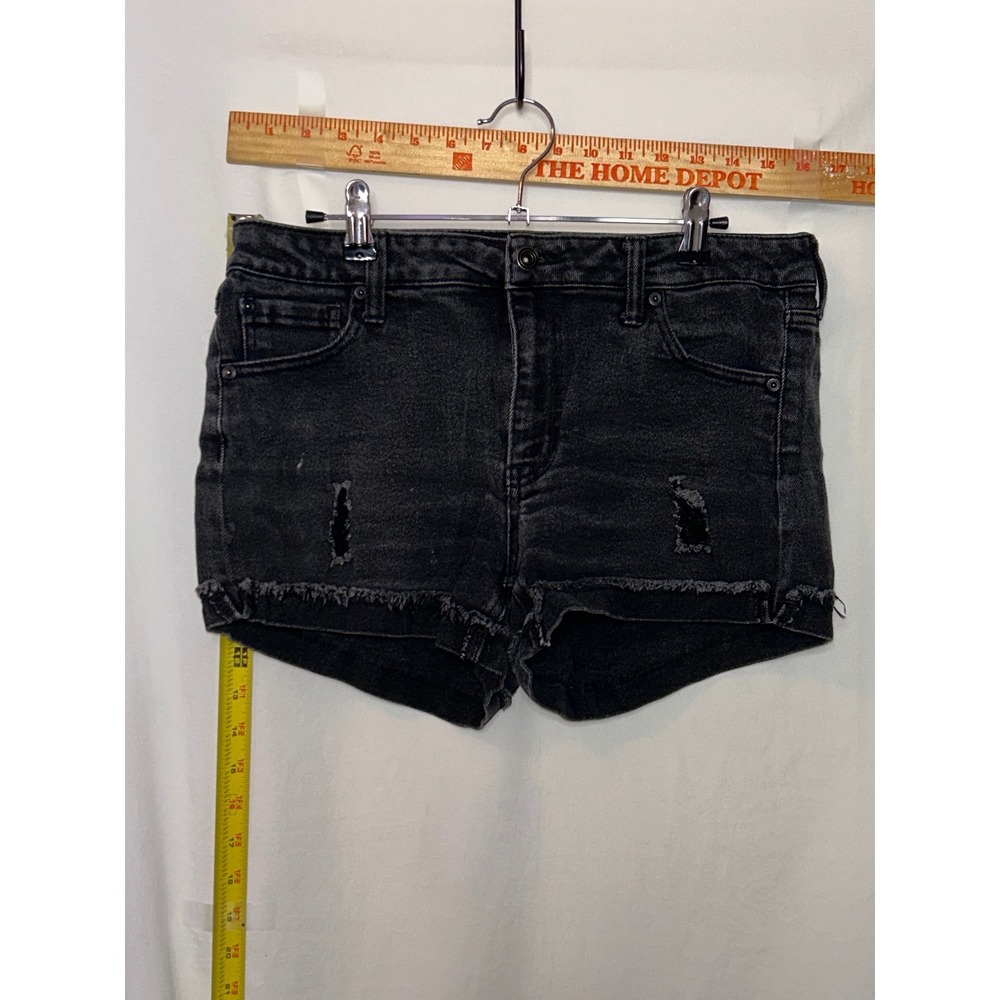 Celebrity Pink The Holey Black Distressed Denim Shorts Paint Splatter‎ Womens